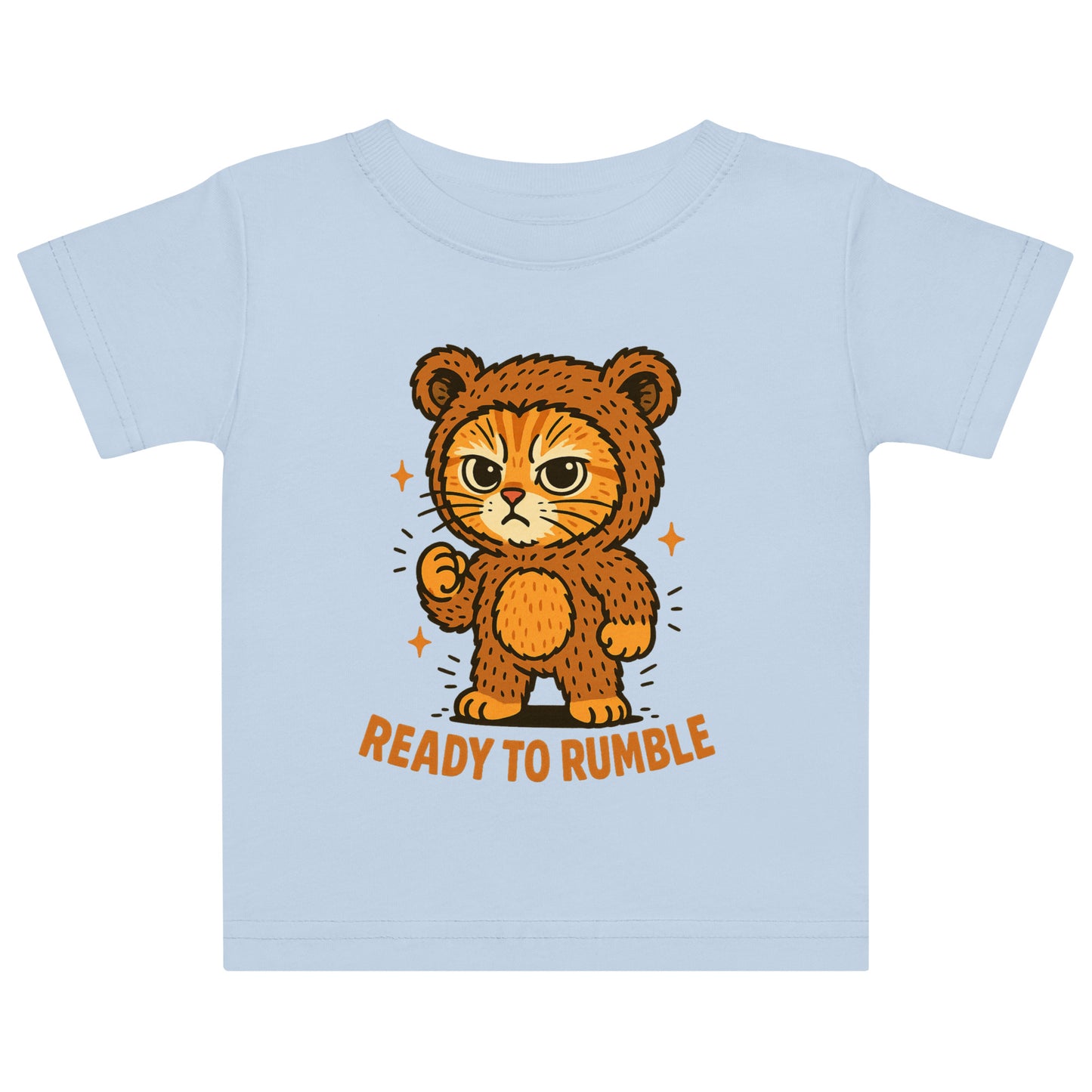 Light blue t-shirt with a cartoon tiger and 'Ready to Rumble' text on a white background