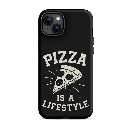 Phone case with 'Pizza is a Lifestyle' design on a white background