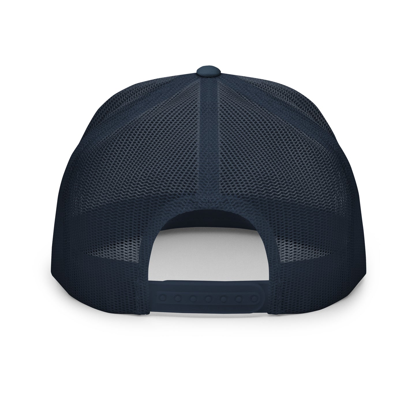 Navy blue mesh cap on a white background