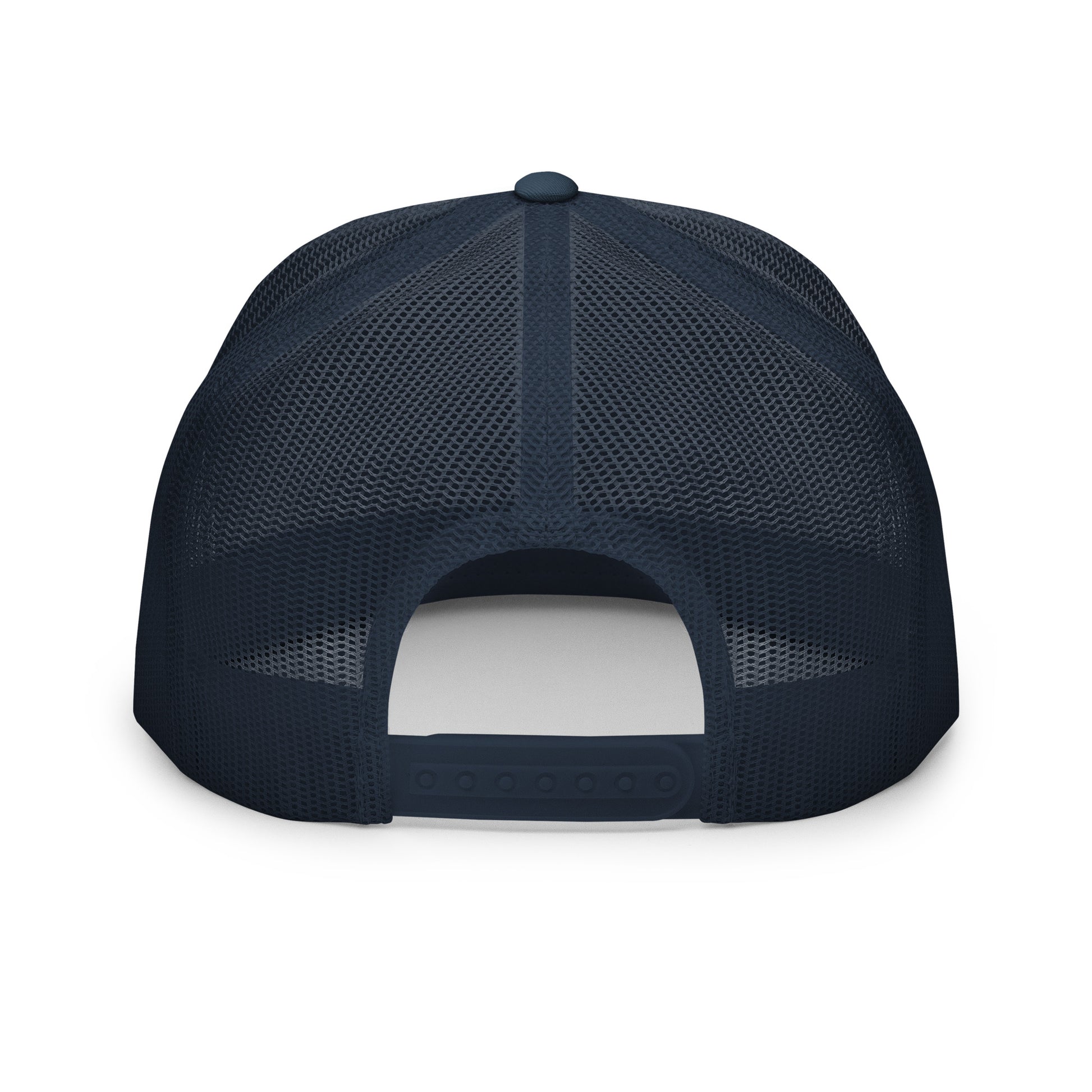 Navy blue mesh cap on a white background