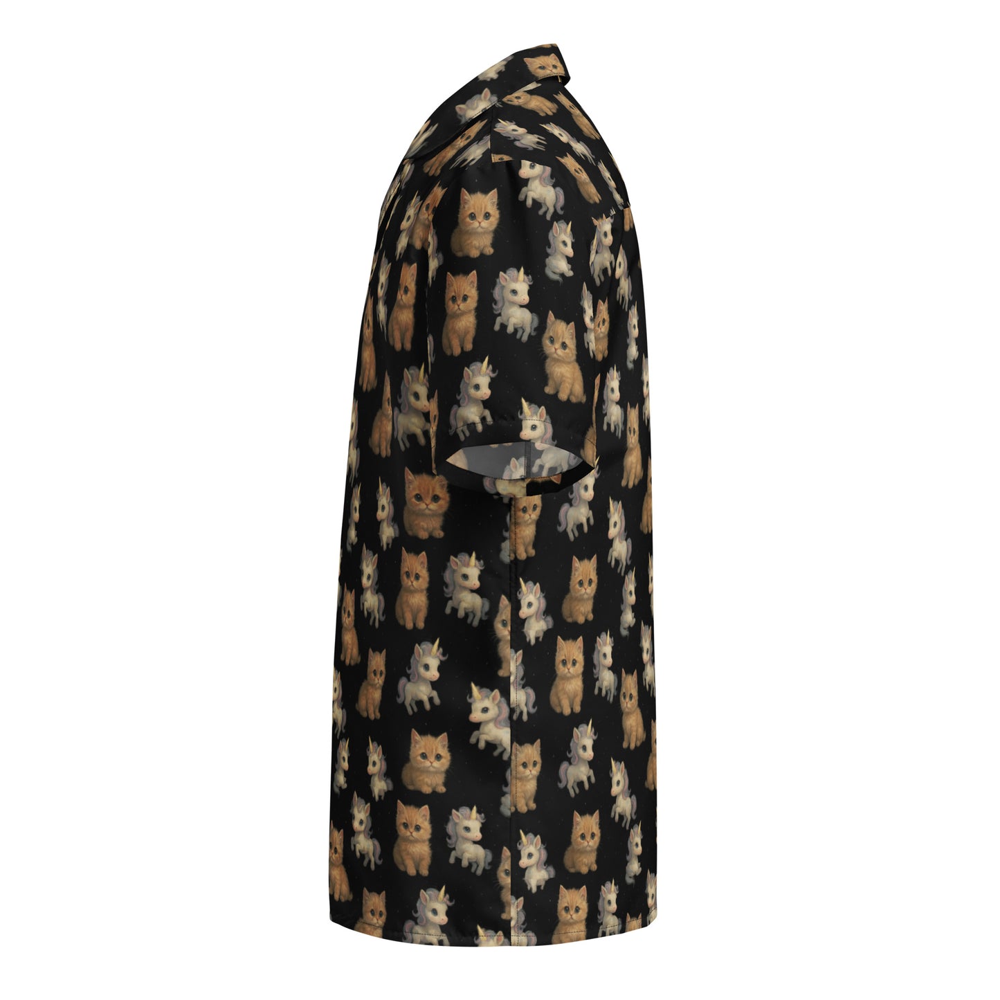 short sleeve shirt with cat pattern on a black background
