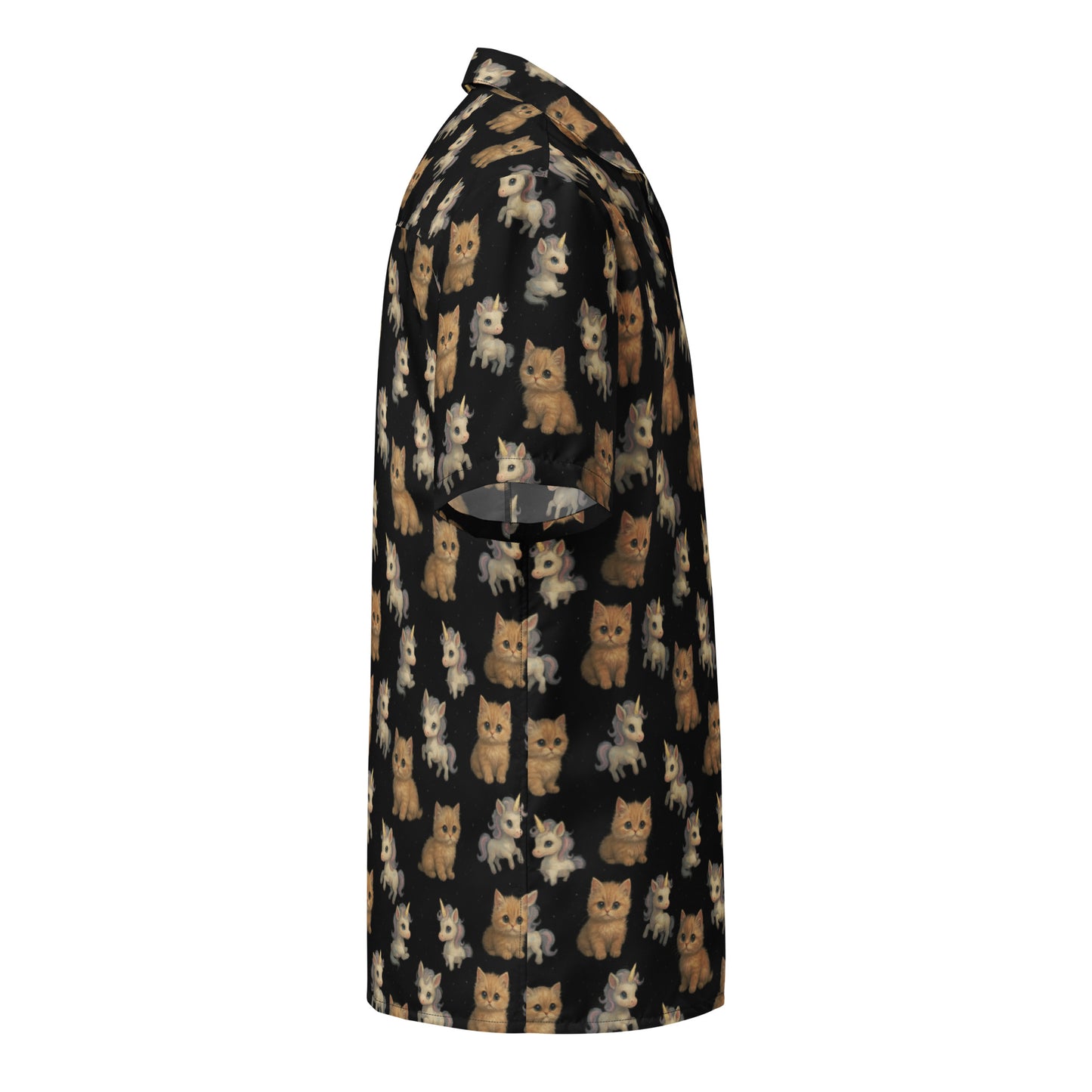 short sleeve shirt with cat pattern on a black background