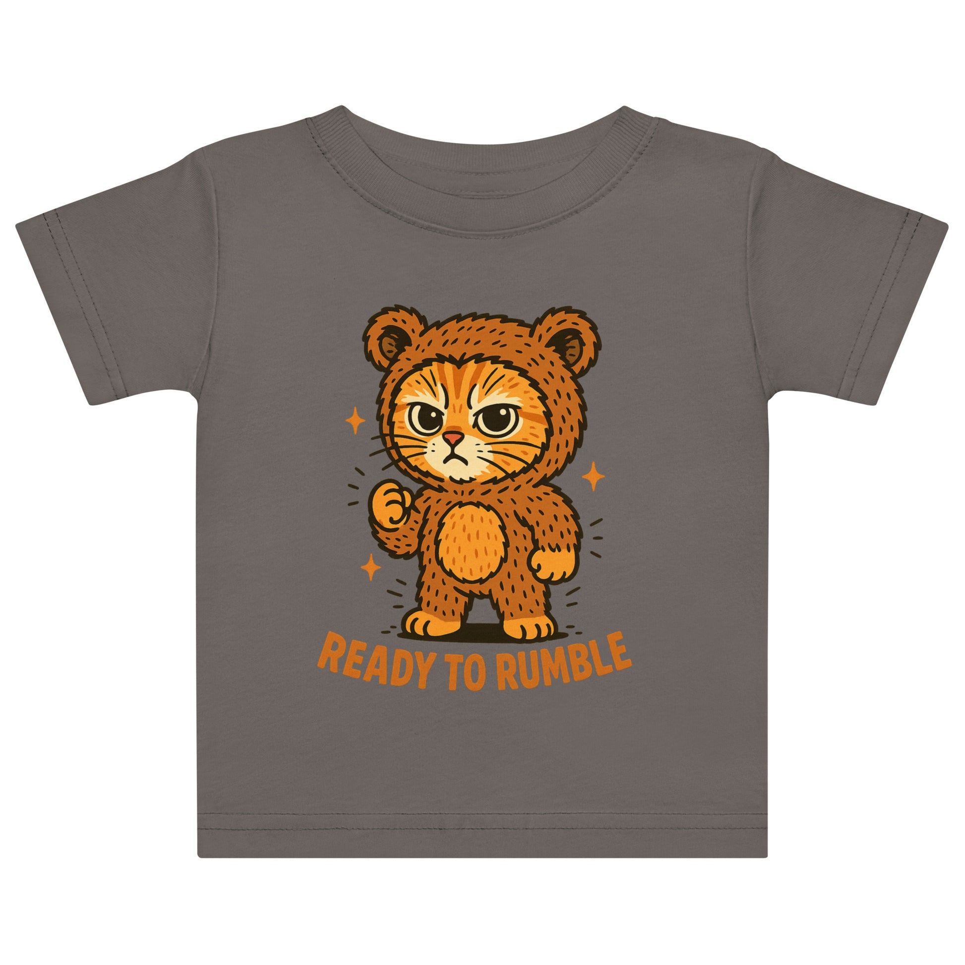 Gray t-shirt with a cartoon tiger and 'Ready to Rumble' text on a white background