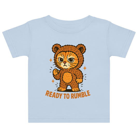 Light blue t-shirt with a cartoon tiger and 'Ready to Rumble' text on a white background
