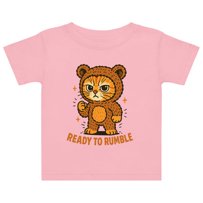 Pink t-shirt with a cartoon tiger and 'Ready to Rumble' text on a white background