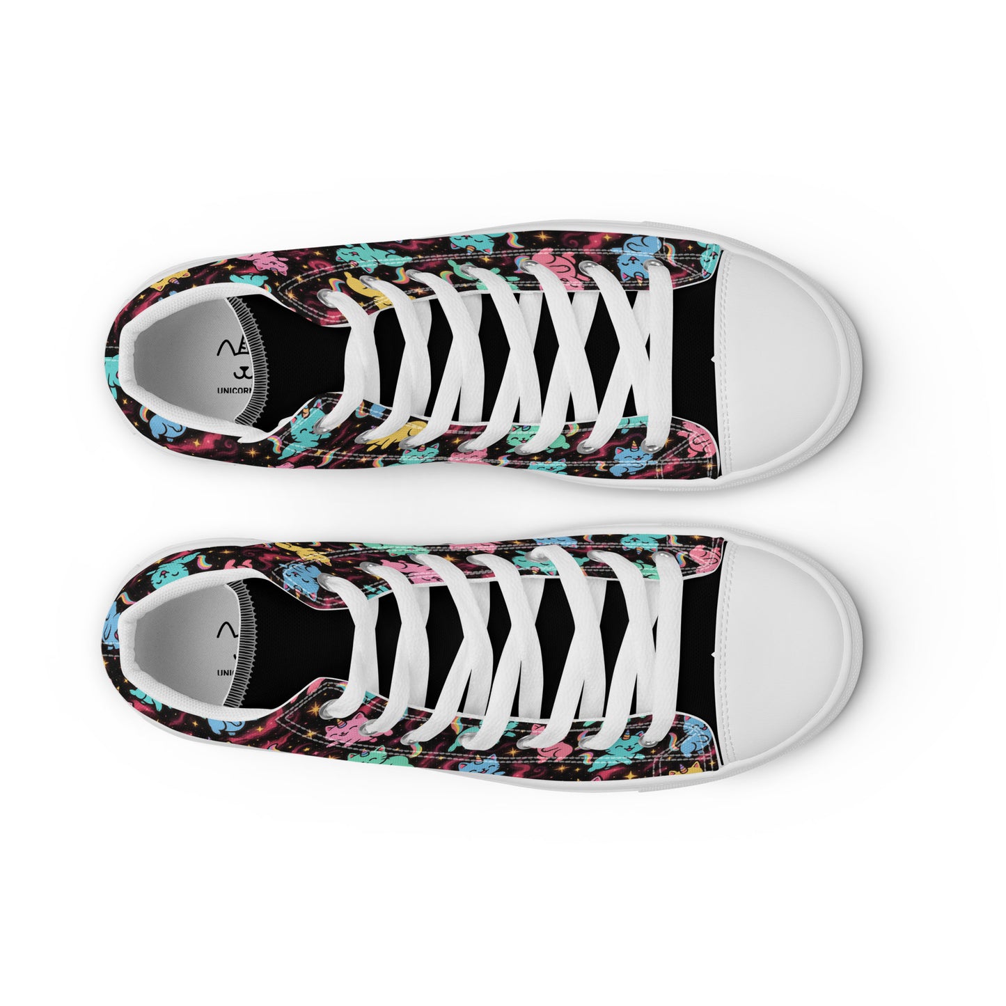 Pair of sneakers with floral pattern on a white background