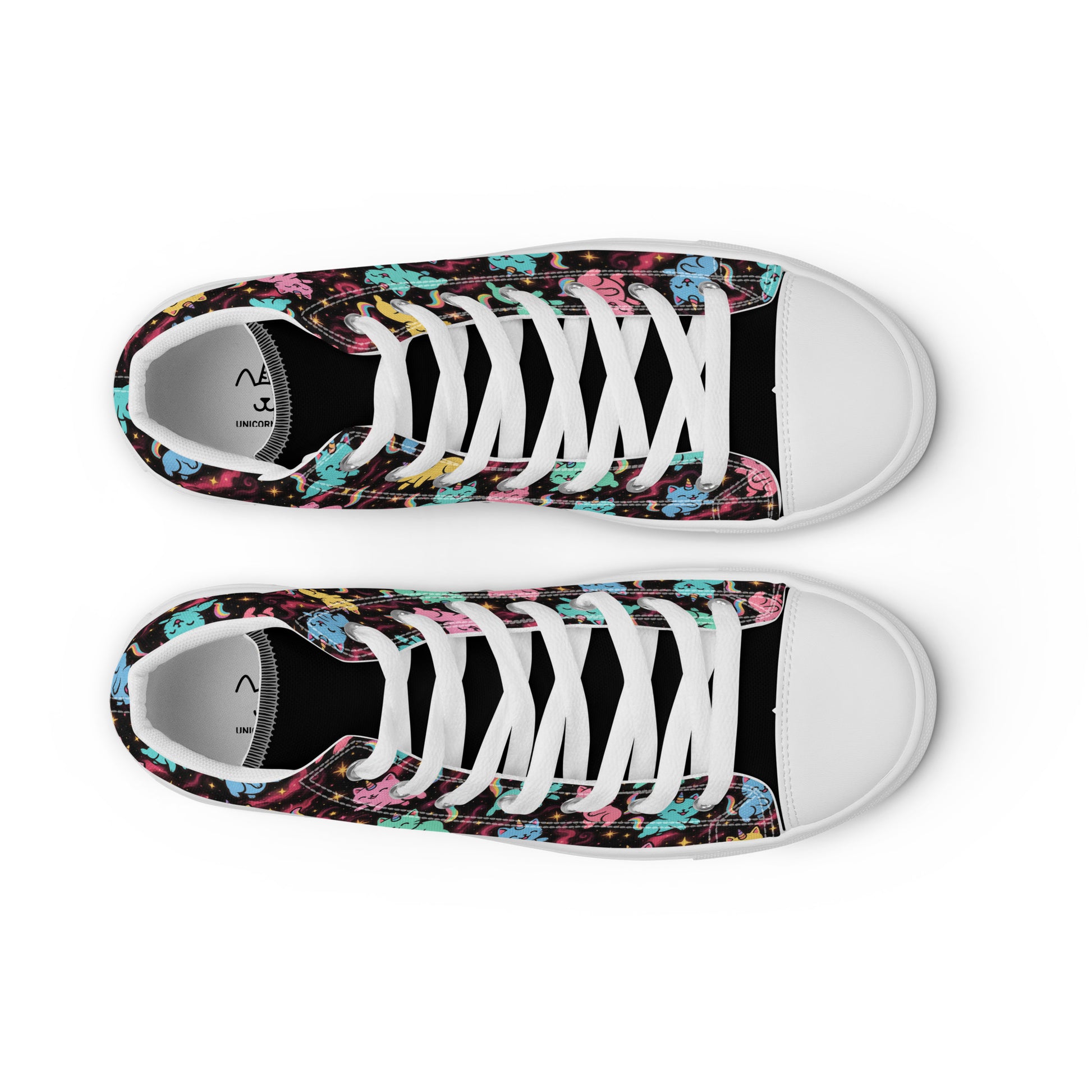 Pair of sneakers with floral pattern on a white background