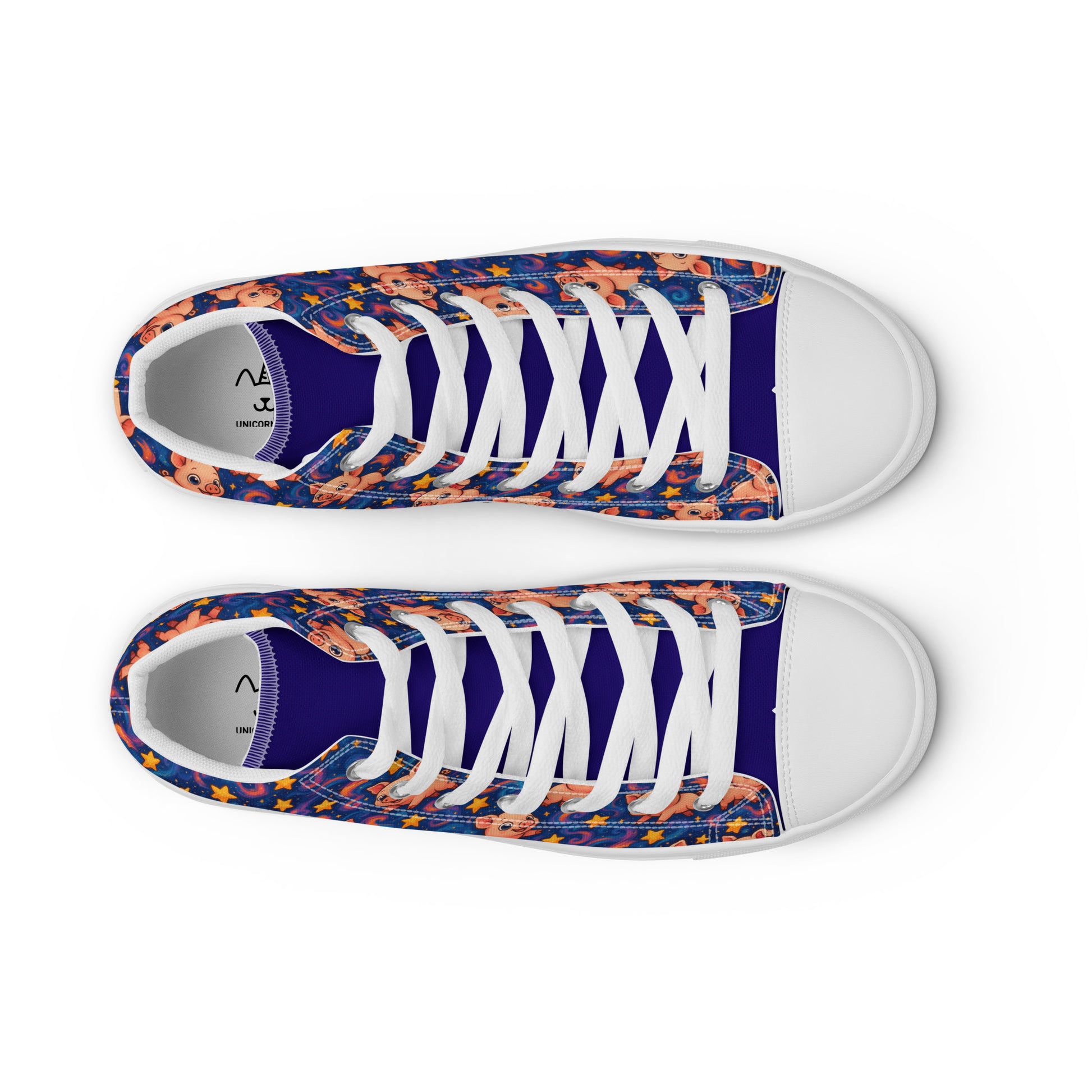 Pair of sneakers with floral pattern on a white background