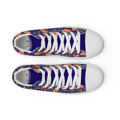 Pair of sneakers with floral pattern on a white background