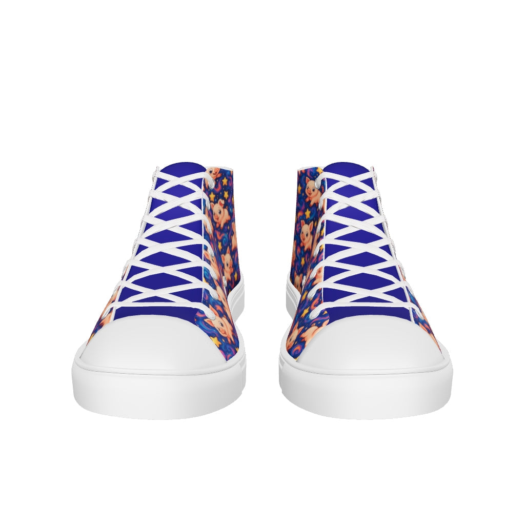 PIGS IN SPACE men's high top canvas shoes