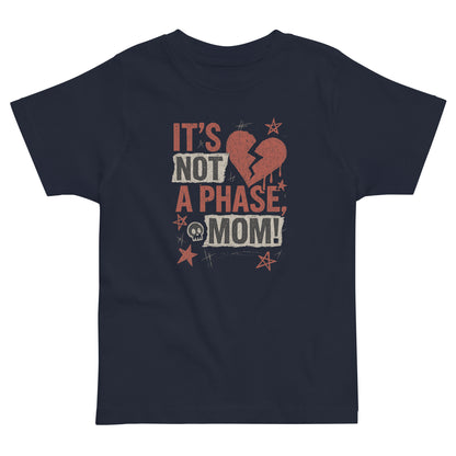 Navy blue t-shirt with a graphic design and text on a white background