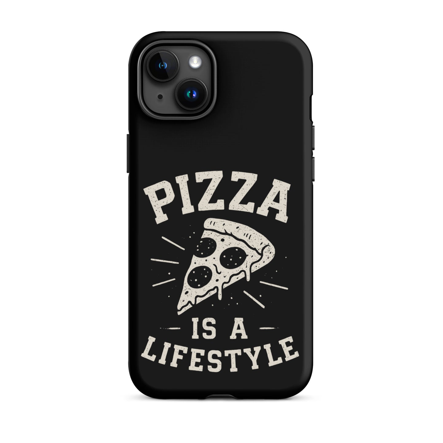 Phone case with 'Pizza is a Lifestyle' design on a white background