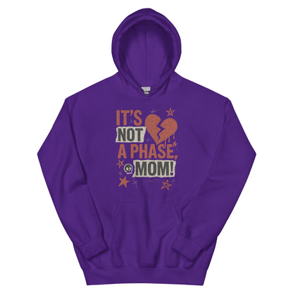Purple hoodie with text design on a white background