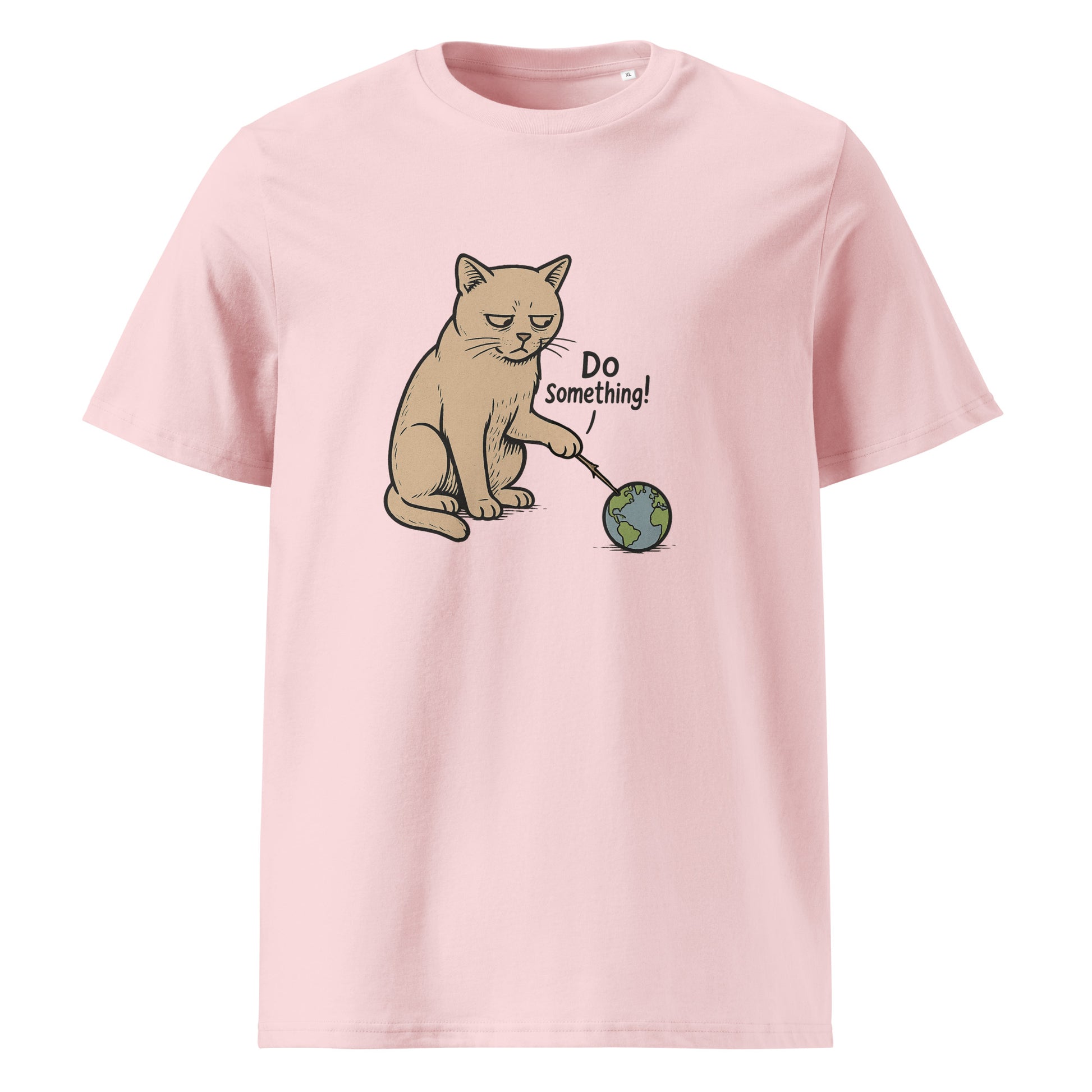 pink Unisex organic cotton t-shirt with bold slogan Do Something in protest-style graphic